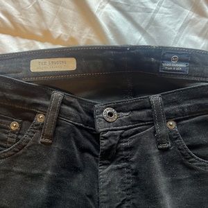 AG -The Legging, super skinny fit. Soft velour/velvet . Charcoal in color, used
